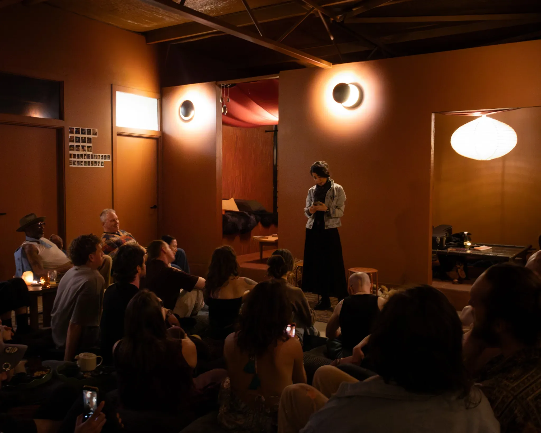 Unplugged open mic performance and audience in Perth