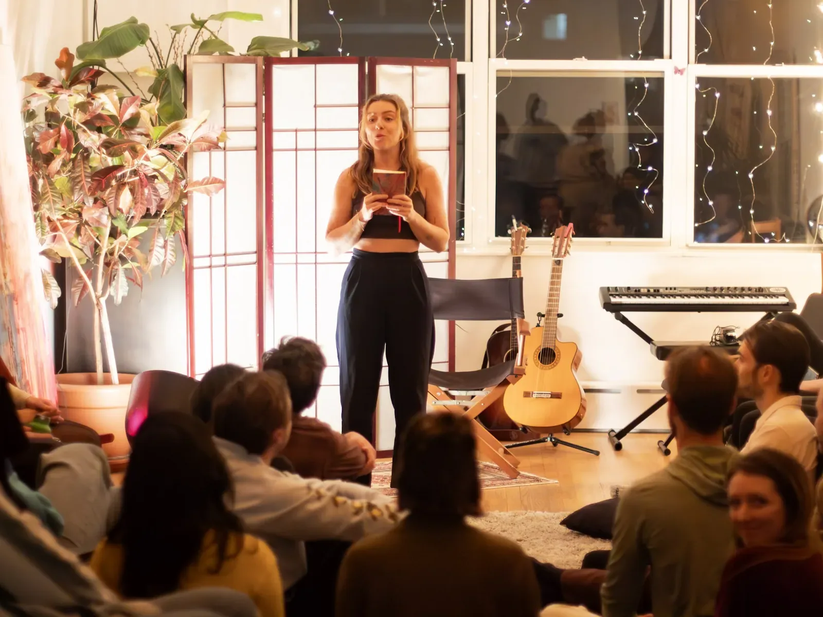 The community gathered at Unplugged open mic in New York